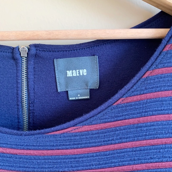 Maeve 3/4 Sleeve Stripe Dress Fit Flare RELISTED - Picture 3 of 11